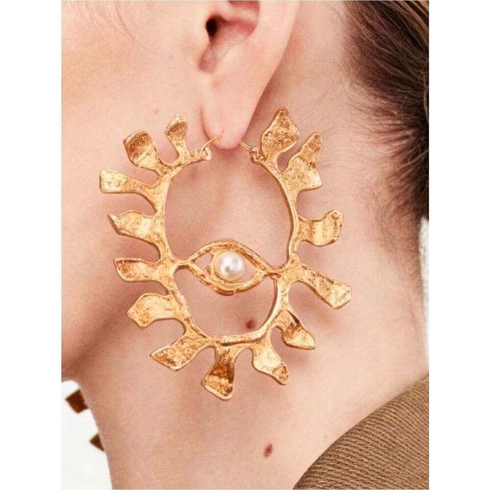 Gold Eye Hoop Earrings A1950